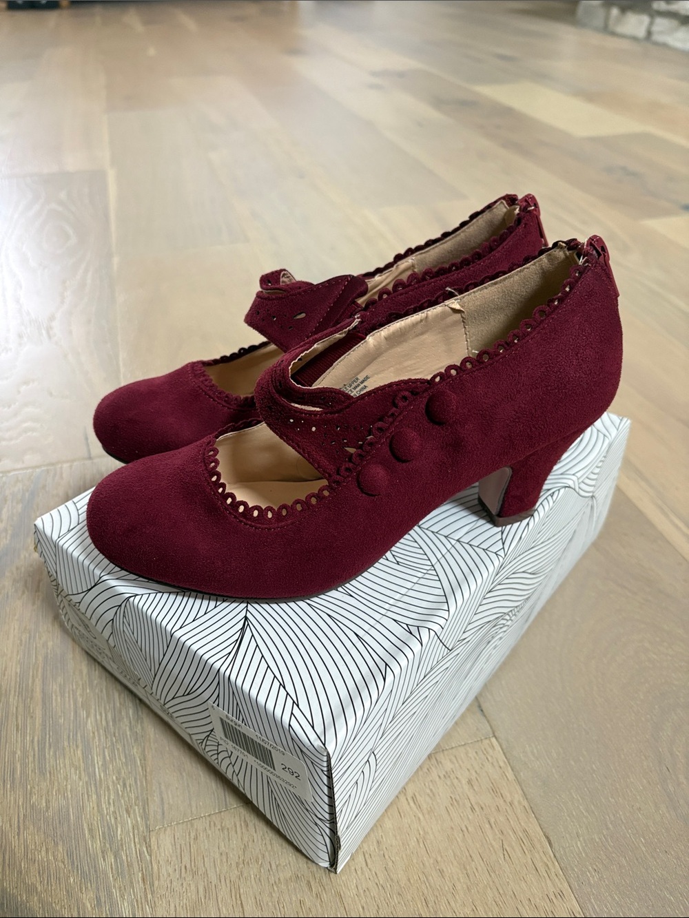 Chase + Chloe Wine Red Suede Mary Jane Heels